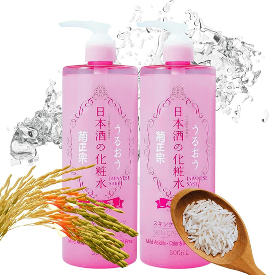 2-in-1 Face Toner + Full Body Lotion for Women, Natural Body Lotion for Dry Skin with Rice Extract, Amino Acids, Ceramides& Protein, Japanese Skin Care Lotion, HIGH MOIST, 16.9 Fl Oz, 2EA